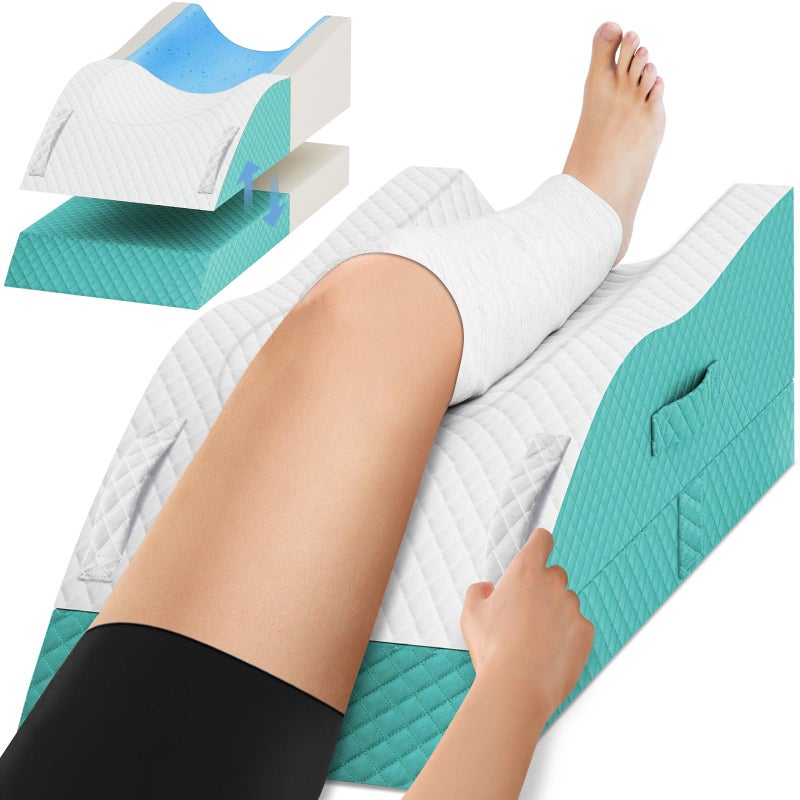 TranquilRelax Elevation Pillows for Leg After Surgery, Memory Foam Adjustable Wedge Pillow for Injury or Rest, Ankle Pillow for Sleeping Blood Circulation Green/Single Leg - Image 1