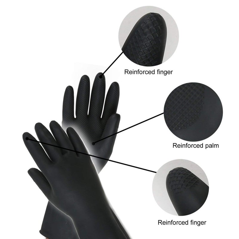 RBGIIT 5 Pair Multipurpose NonSlip Rubber Reusable Gardening Dishwashing Scrubbing Cleaning Gloves Color Black Size 9 Inch - Image 4