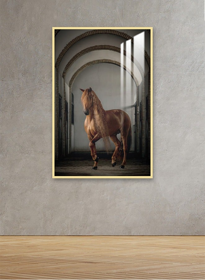 Marktna Decorative Wall Art Painting 120X80Cm With A Horse Design Silver Frame And A Transparent Acrylic Layer 0.5Kg - Image 1