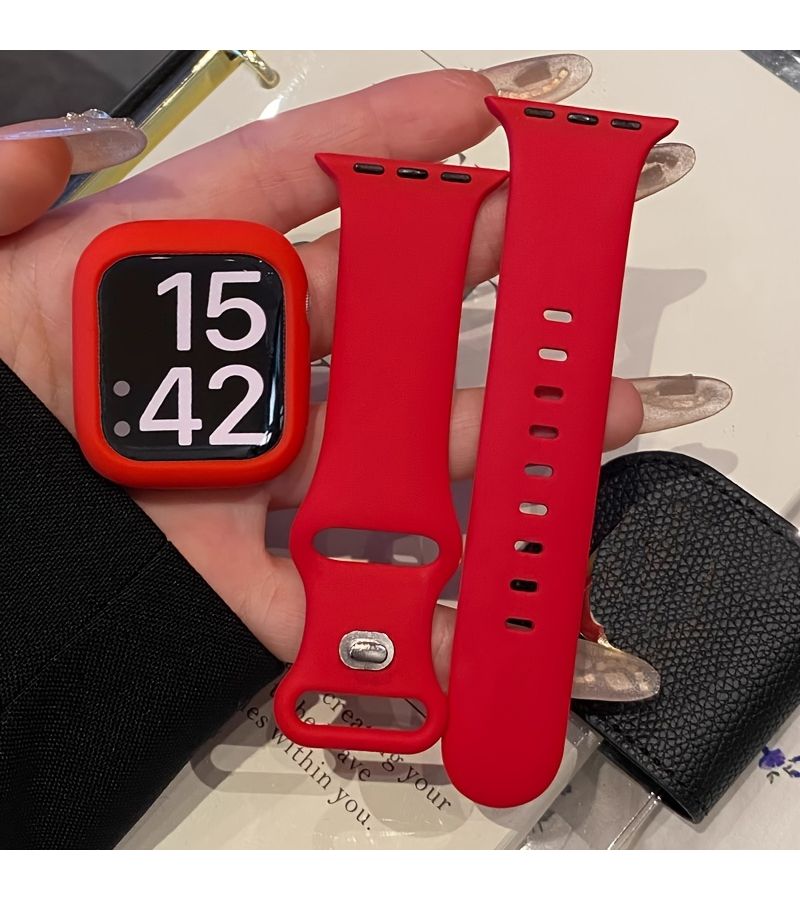 حزام رياضي وردي-أحمر متوافق مع ساعة S10 مقاس 42 مم لمجموعة موديلات Apple Watch 2 - Image 1