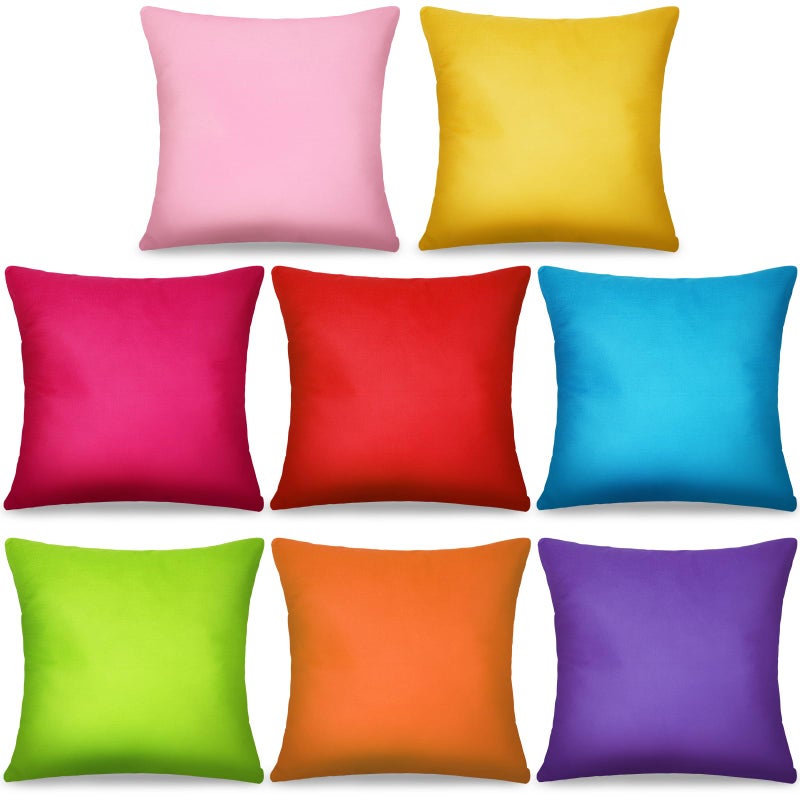 MASHAN 8Pcs 18 x 18 Inch Decorative Throw Pillow Covers Rainbow Mix Color Pillow Cases Colorful Square Cushion Covers with Hidden Zipper for Couch Sofa Bedroom Patio BalconyLinen MaterialCovers Only