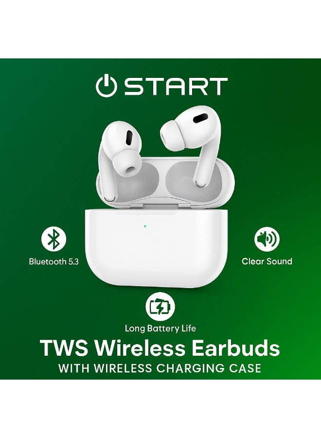 START TWS01F Wireless Earbuds – In-Ear Bluetooth Earphones with Wireless Charging Case – Pure Bass & Touch Control – White - Image 4