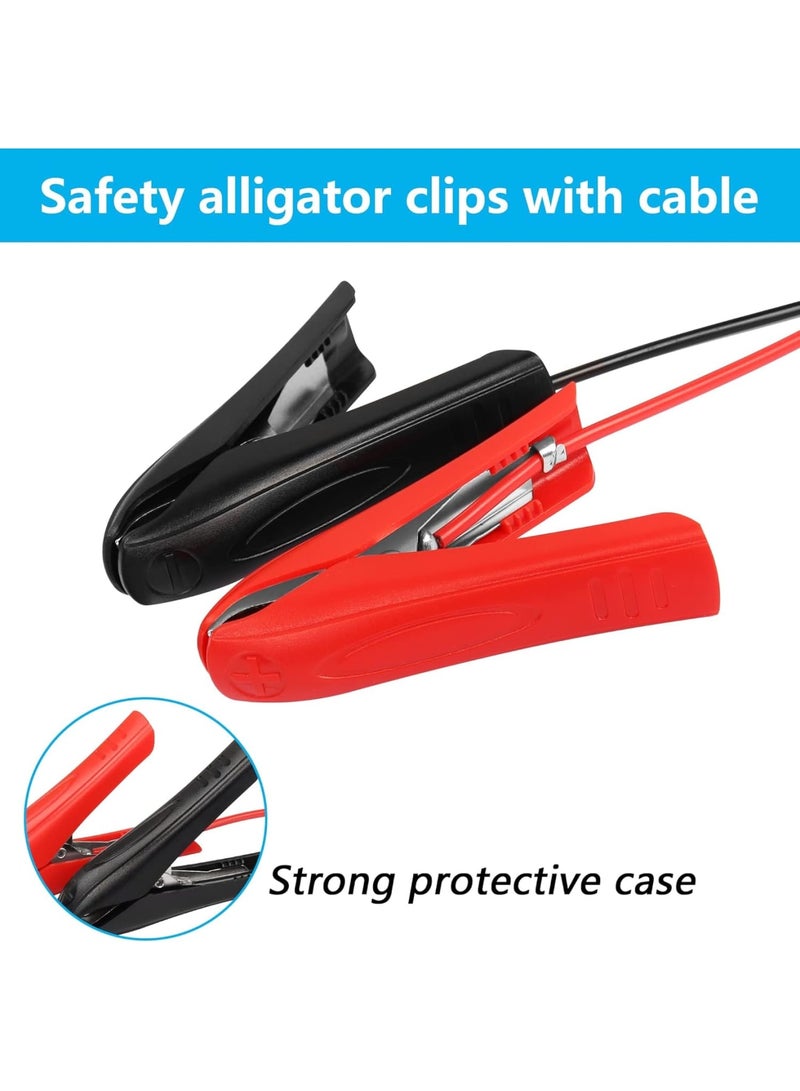 Excefore 2PCS Car Battery Alligator Clips1.8m Alligator Clips18AWG 12V 24V Battery Clamp Clip-On with Quick Splice Crimp Lock Terminal Extension Cable for Battery Charging Backup Battery Connection Etc - Image 3