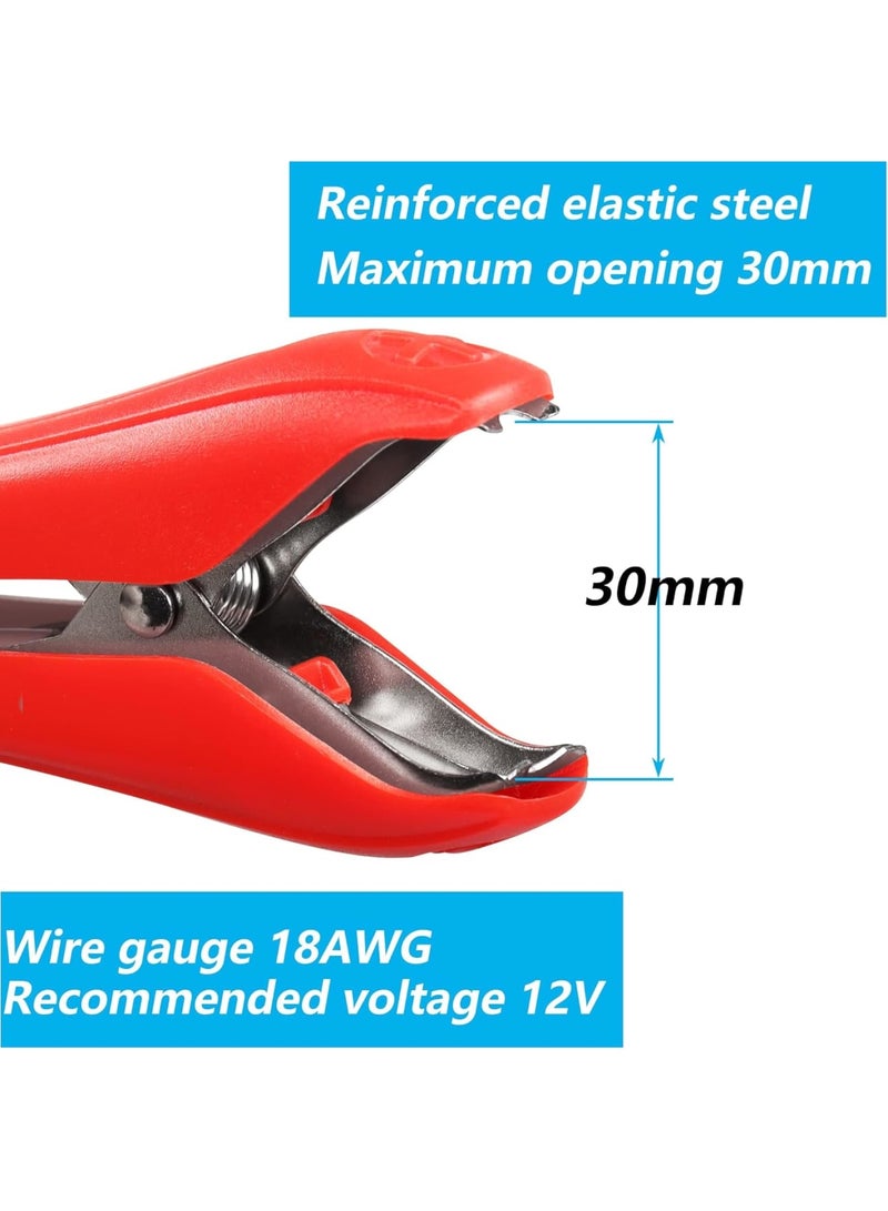 Excefore 2PCS Car Battery Alligator Clips1.8m Alligator Clips18AWG 12V 24V Battery Clamp Clip-On with Quick Splice Crimp Lock Terminal Extension Cable for Battery Charging Backup Battery Connection Etc - Image 4