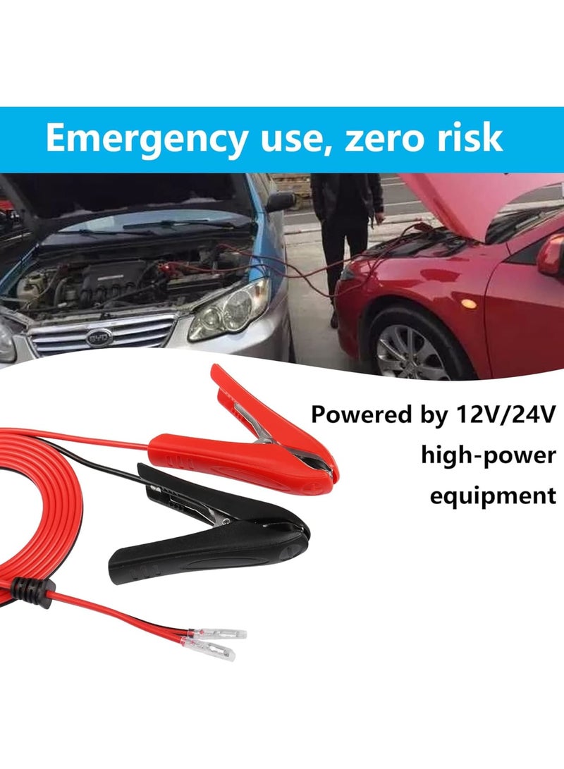Excefore 2PCS Car Battery Alligator Clips1.8m Alligator Clips18AWG 12V 24V Battery Clamp Clip-On with Quick Splice Crimp Lock Terminal Extension Cable for Battery Charging Backup Battery Connection Etc - Image 2