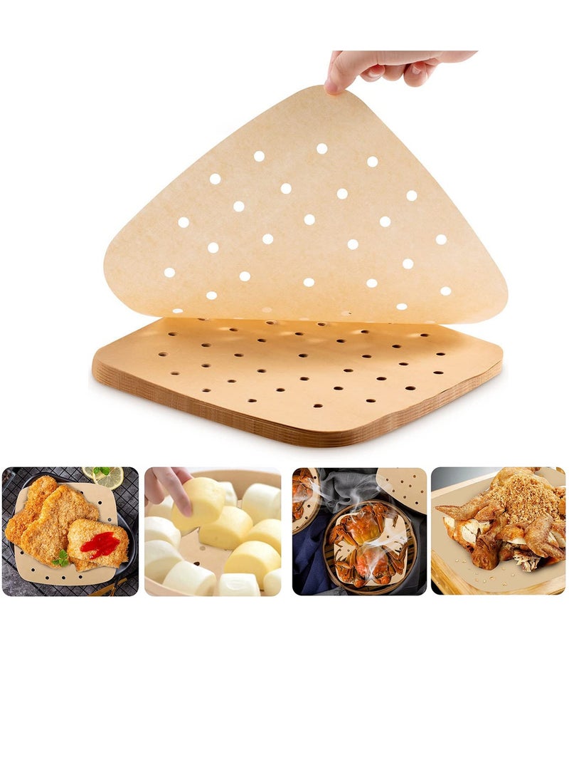 SYOSI 100 Pieces Air Fryer Parchment Paper 8.5 Inch Square Disposable Air Fryer Liners Filter Paper for Air Fryers Non Stick Baking Paper for Air Fryers Steamers Basket Cake Pan Unbleached  - Image 1