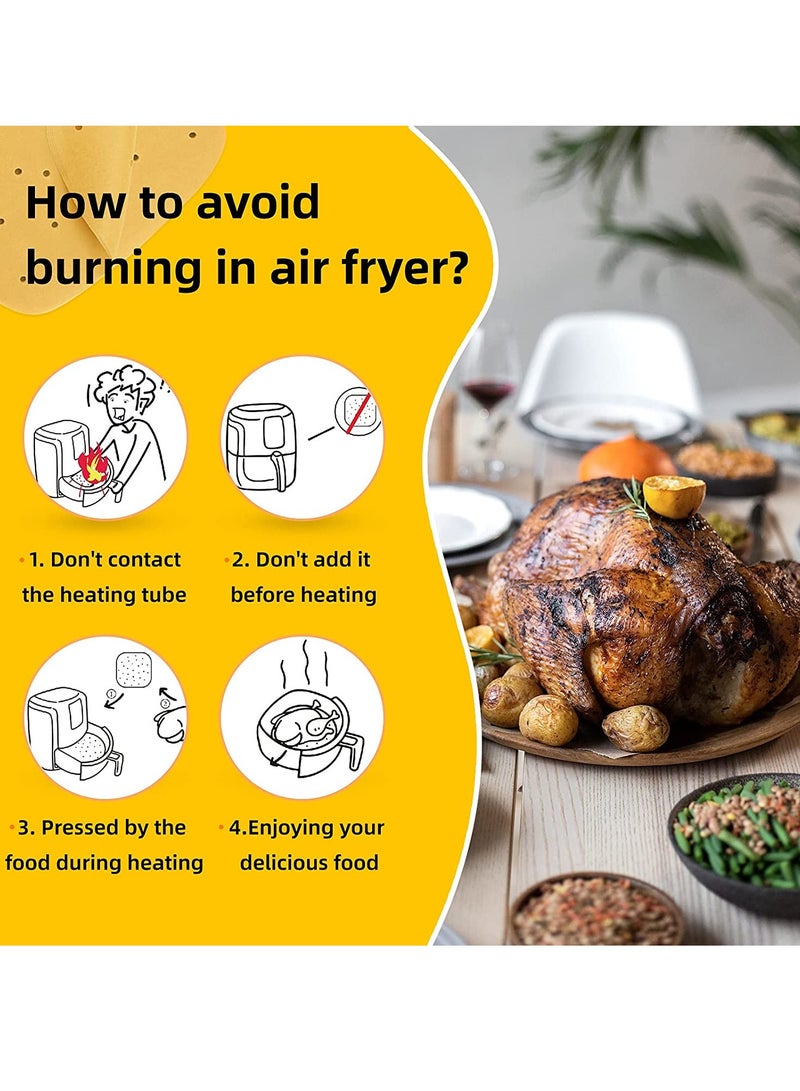 SYOSI 100 Pieces Air Fryer Parchment Paper 8.5 Inch Square Disposable Air Fryer Liners Filter Paper for Air Fryers Non Stick Baking Paper for Air Fryers Steamers Basket Cake Pan Unbleached  - Image 3