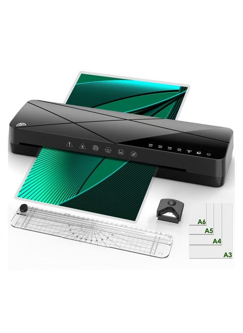 A3 Laminating Machine Set - Hot and Cold Thermal Laminator 13 Inches with Laminating Sheets, 5-in-1 Lamination Machine with 6 Laminating Modes and Auto-Off for Home Office School