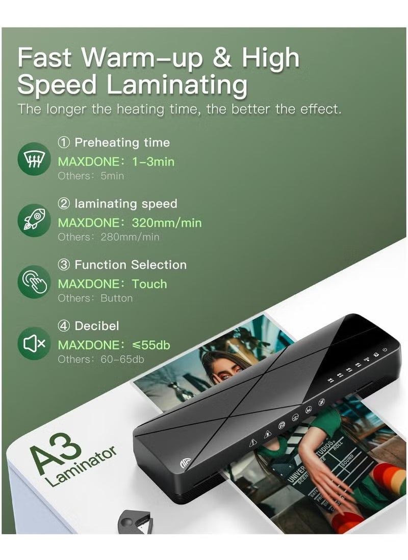 Generic - A3 Laminating Machine Set - Hot and Cold Thermal Laminator 13 Inches with Laminating Sheets, 5-in-1 Lamination Machine with 6 Laminating Modes and Auto-Off for Home Office School - Image 1