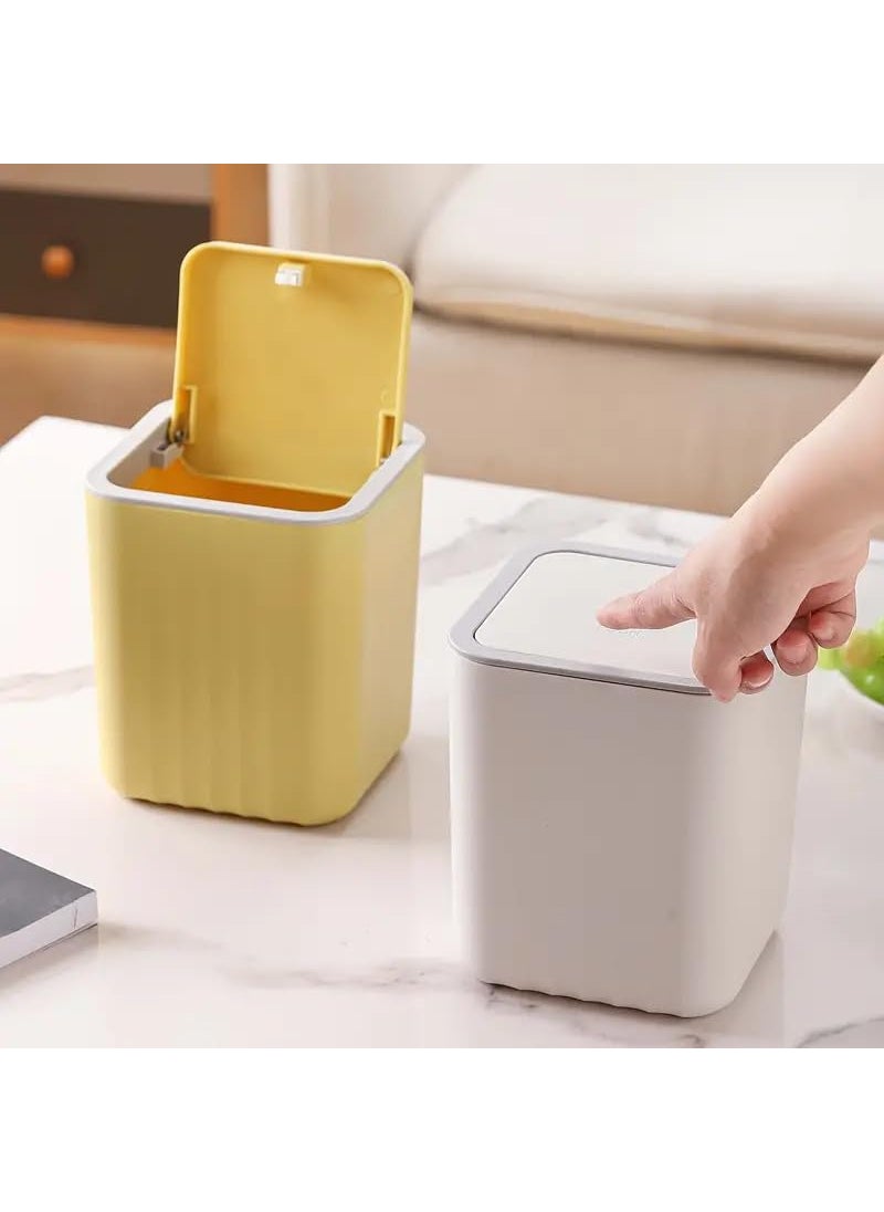 ZUBAT ZUBAT Plastic Mini Desktop PressTop Dustbin With Lid Small Trash Bin Countertop Wastebasket Trash Can For Study Table Bathroom Bedroom Home Kitchen  - Image 5