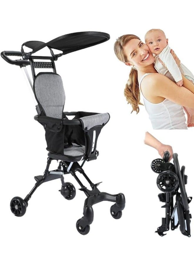 Arabest Baby Stroller Professional Foldable 4 Wheels Ergonomic Adjustable Infant Carriage for 1 to 6 Years Old, Portable Folding Lightweight Baby Stroller Compact Stroller Airplane Travel (Type-B Black)  - Image 1