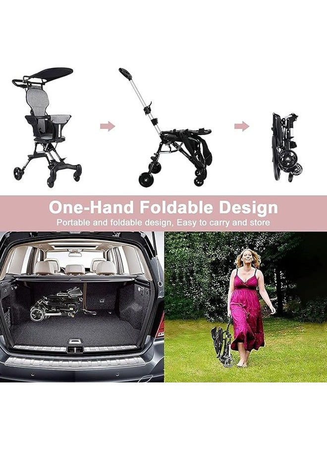 Arabest Baby Stroller Professional Foldable 4 Wheels Ergonomic Adjustable Infant Carriage for 1 to 6 Years Old, Portable Folding Lightweight Baby Stroller Compact Stroller Airplane Travel (Type-B Black)  - Image 5