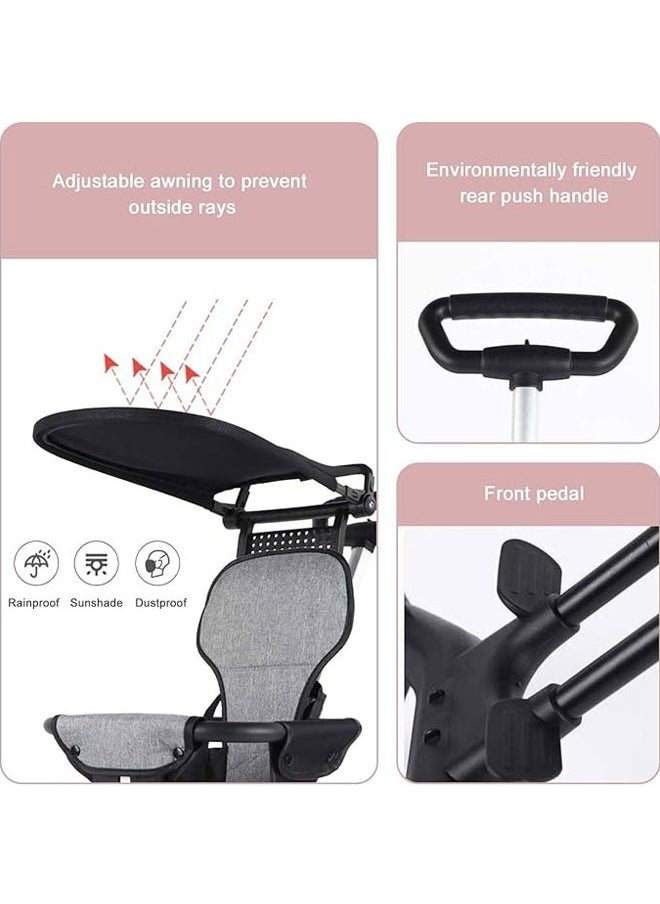 Arabest Baby Stroller Professional Foldable 4 Wheels Ergonomic Adjustable Infant Carriage for 1 to 6 Years Old, Portable Folding Lightweight Baby Stroller Compact Stroller Airplane Travel (Type-B Black)  - Image 2