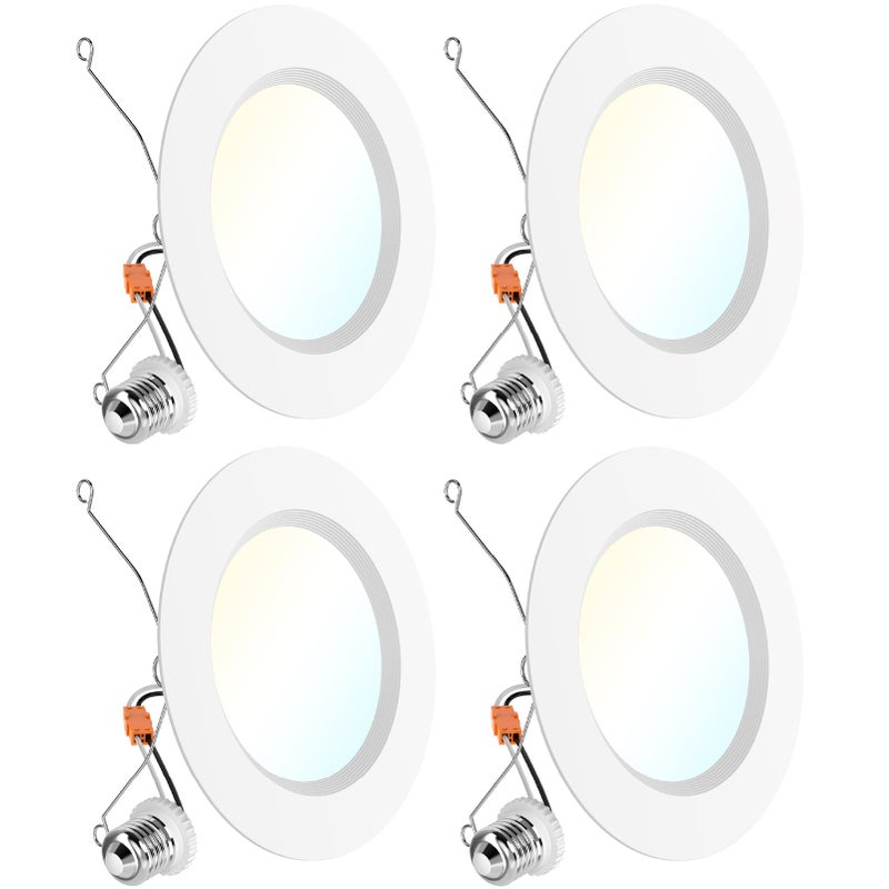 Sunco Lighting Sunco 6 Inch LED Recessed Light Retrofit, Can Lights for Ceiling, 1700 LM High Brightness, Selectable CCT 2700K/3000K/4000K/5000K/6000K, 17W=120W, Dimmable, Baffle Trim, Damp Rated UL 4 Pack. - Image 1