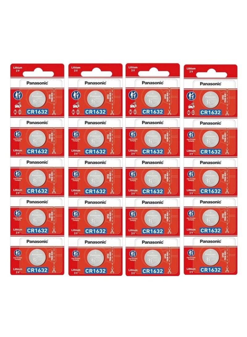 20-Pieces Panasonic CR1632 Lithium 3V Indonesia Batteries