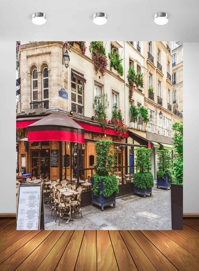BELECO 2.1x1.5m Fabric Paris Street Cafe Backdrop for Photography Parisian Street with Tables of Brasserie Cafe Restaurant Background Paris Theme Party Decorations France Travel Photoshoot Studio - Image 2