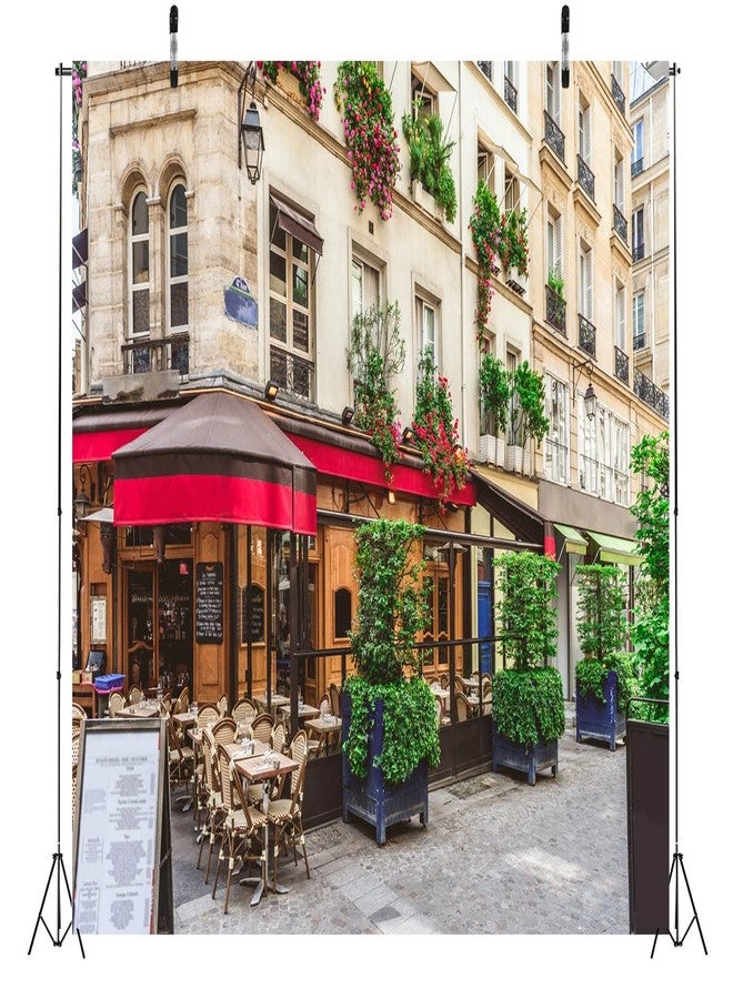BELECO 2.1x1.5m Fabric Paris Street Cafe Backdrop for Photography Parisian Street with Tables of Brasserie Cafe Restaurant Background Paris Theme Party Decorations France Travel Photoshoot Studio - Image 5