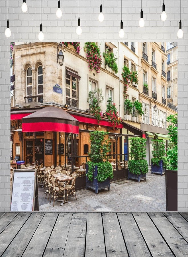 BELECO 2.1x1.5m Fabric Paris Street Cafe Backdrop for Photography Parisian Street with Tables of Brasserie Cafe Restaurant Background Paris Theme Party Decorations France Travel Photoshoot Studio - Image 3