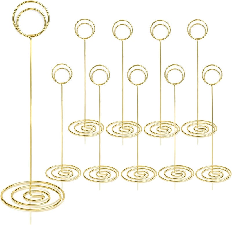 RONTEDA Table Number Holders 10Pcs - 8.75 inch Tall Table Number Stands Place Card Holder for Wedding Party Graduation Reception Restaurant Home Photo Picture Office Memo (Gold, 8.75") - Image 1