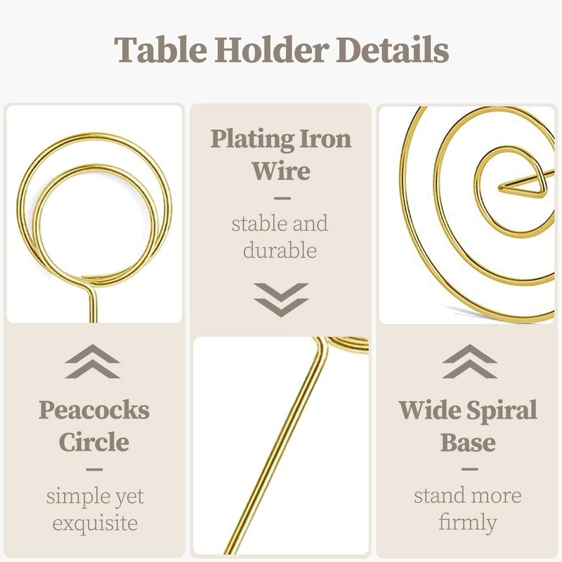 RONTEDA Table Number Holders 10Pcs - 8.75 inch Tall Table Number Stands Place Card Holder for Wedding Party Graduation Reception Restaurant Home Photo Picture Office Memo (Gold, 8.75") - Image 3