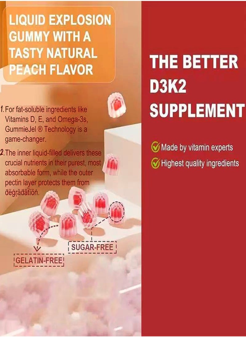 Winstown - Vitamin D3 10000 IU & Vitamin K2 Gummies  Extra Strength Sugar-Free High Absorption  Bone Joint Immune Heart Brain & Mood Support - Non-GMO Gluten-Free Fiber-Based with Prebiotics 60 Count - Image 1