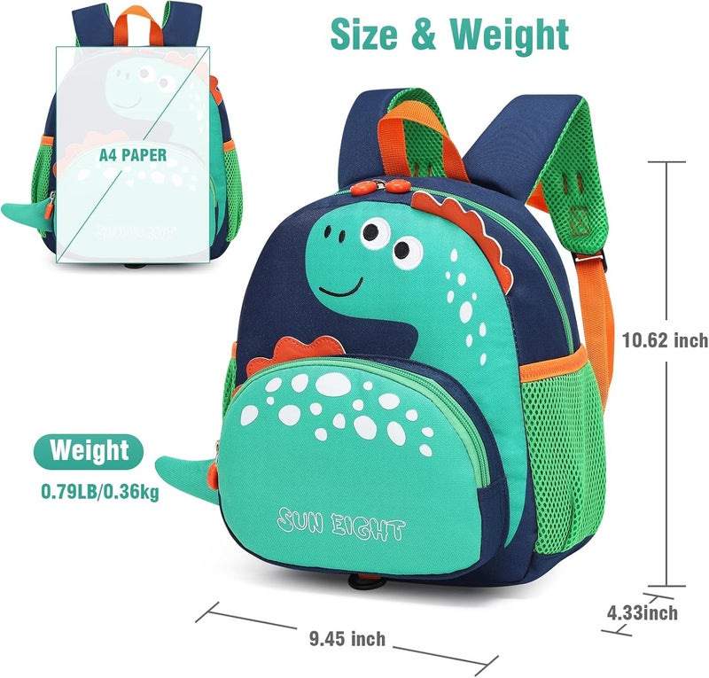 SUN EIGHT Toddler Dinosaur Backpack for Kids - Cute 3D Cartoon School Bag - Image 5