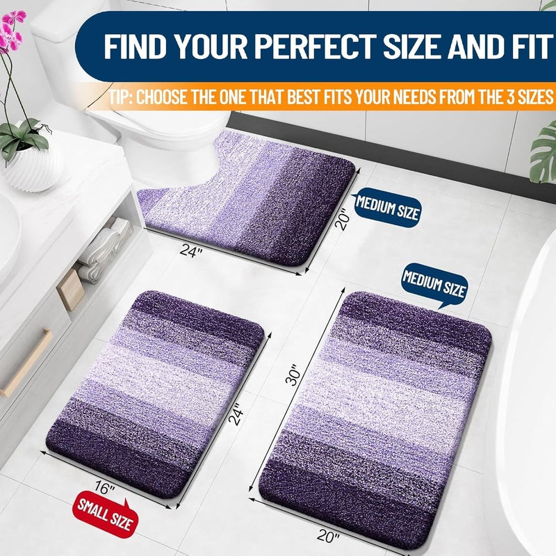 OLANLY Bathroom Rugs Mat 30x20, Extra Soft Absorbent Microfiber Bath Rugs, Rubber Backing, Quick Dry, Machine Washable Bath Mats for Bathroom Floor, Tub and Shower, Home Decor Accessories, Violet - Image 2