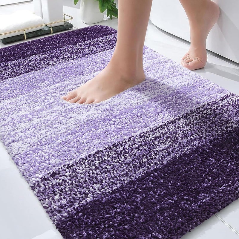OLANLY Bathroom Rugs Mat 30x20, Extra Soft Absorbent Microfiber Bath Rugs, Rubber Backing, Quick Dry, Machine Washable Bath Mats for Bathroom Floor, Tub and Shower, Home Decor Accessories, Violet - Image 1