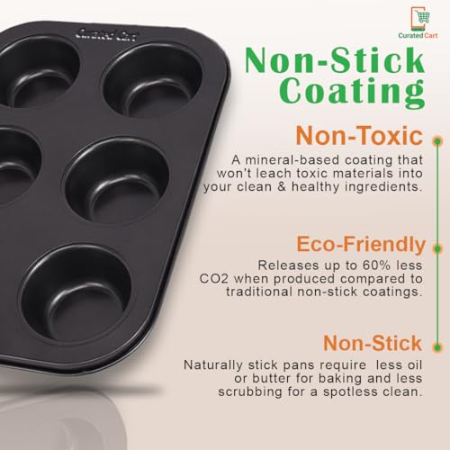 CURATED CART 2 Piece Cup Cake Mould for Baking - Muffin Tray with 100 Liners - Cake Mould, Bread Mould, Tart Mould, Cake Making Set Combo - OTG, Microwave, Dishwasher Safe, SGS Certified - Image 4