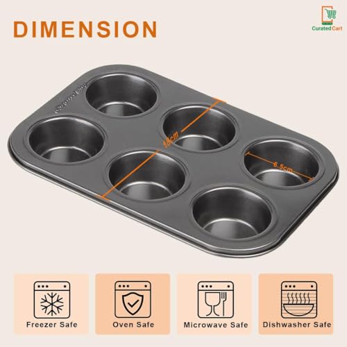 CURATED CART 2 Piece Cup Cake Mould for Baking - Muffin Tray with 100 Liners - Cake Mould, Bread Mould, Tart Mould, Cake Making Set Combo - OTG, Microwave, Dishwasher Safe, SGS Certified - Image 2