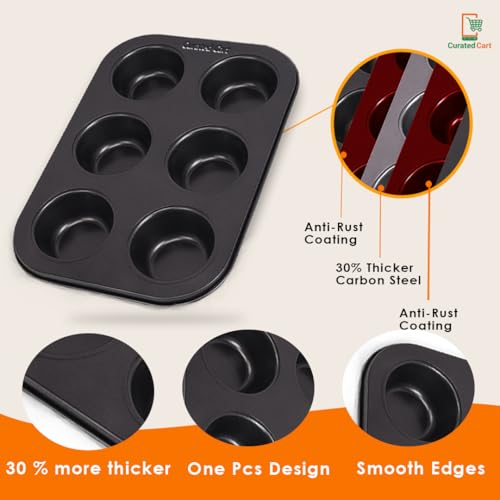 CURATED CART 2 Piece Cup Cake Mould for Baking - Muffin Tray with 100 Liners - Cake Mould, Bread Mould, Tart Mould, Cake Making Set Combo - OTG, Microwave, Dishwasher Safe, SGS Certified - Image 3