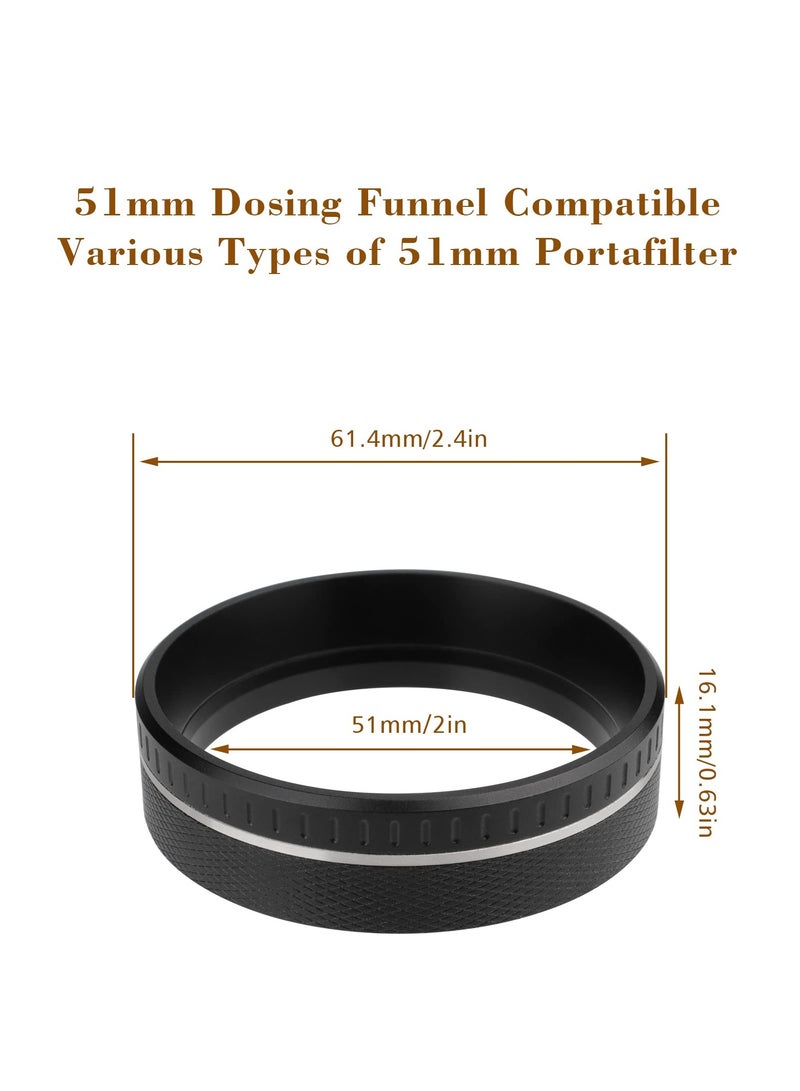 SYOSI 51mm Espresso Dosing Funnel, Aluminium Alloy Espresso Coffee Dosing Ring Compatible with 51mm Portafilter, Espresso Tools Funnel, (51mm, Black)  - Image 5