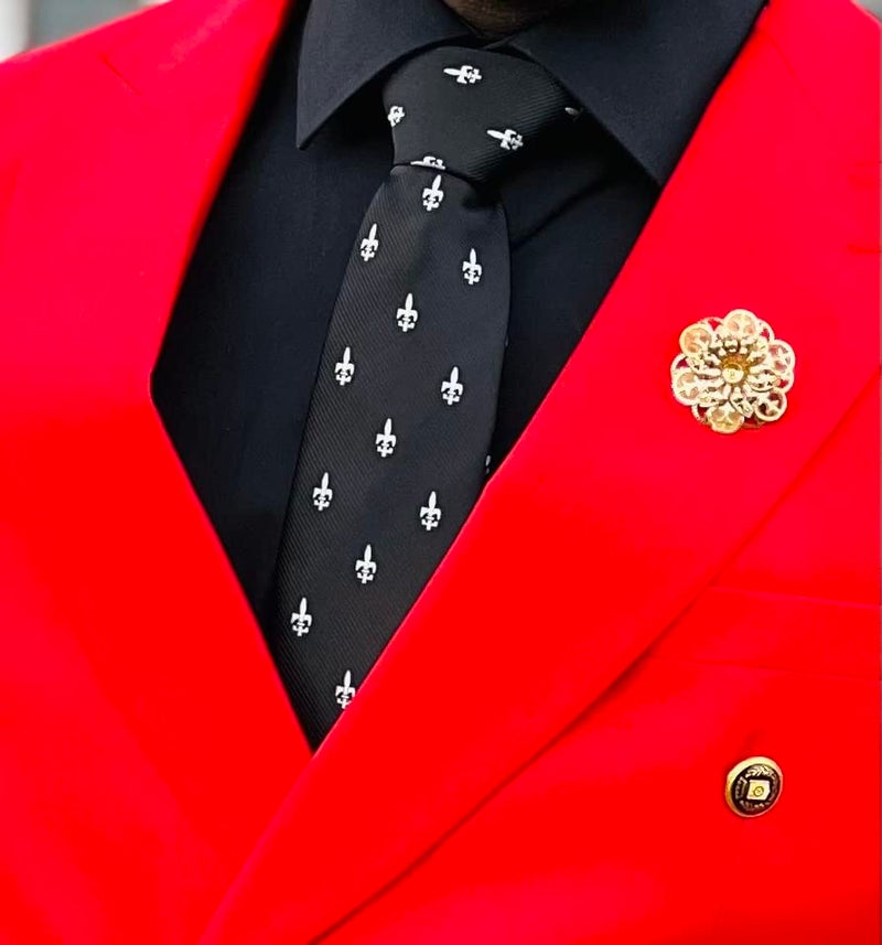 Scott Allan Collection Scott Allan Black Fleur de Lis Tie For Men | Classic Woven Jacquard Black Pattern Neck Tie Formal | Corbatas para Hombres Elegantes Negra - Image 3
