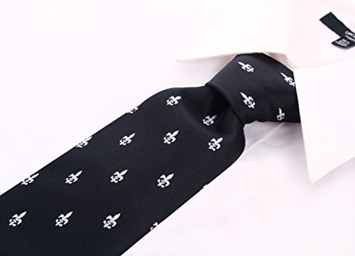 Scott Allan Collection Scott Allan Black Fleur de Lis Tie For Men | Classic Woven Jacquard Black Pattern Neck Tie Formal | Corbatas para Hombres Elegantes Negra - Image 5