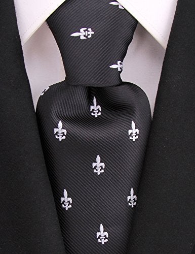 Scott Allan Collection Scott Allan Black Fleur de Lis Tie For Men | Classic Woven Jacquard Black Pattern Neck Tie Formal | Corbatas para Hombres Elegantes Negra - Image 4