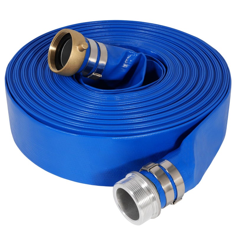 Picatu 1 x 50 ft Backwash Hose for Swimming Pools Heavy Duty PVC Lay Flat Water Discharge HoseDurable Pool Drain Hose with Aluminum Pin Lug Fittings for Pump And Filters - Image 2