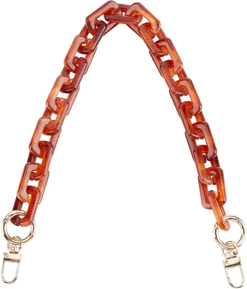 cheekyglo Acrylic Purse Chain Handle, 18.3 Inch Thick Resin Handbag Chain Strap Replacement Shoulder Strap Clutches Short Bag Handles Purse Making Decoration Chain Accessories (Brown) Amber brown - Image 1