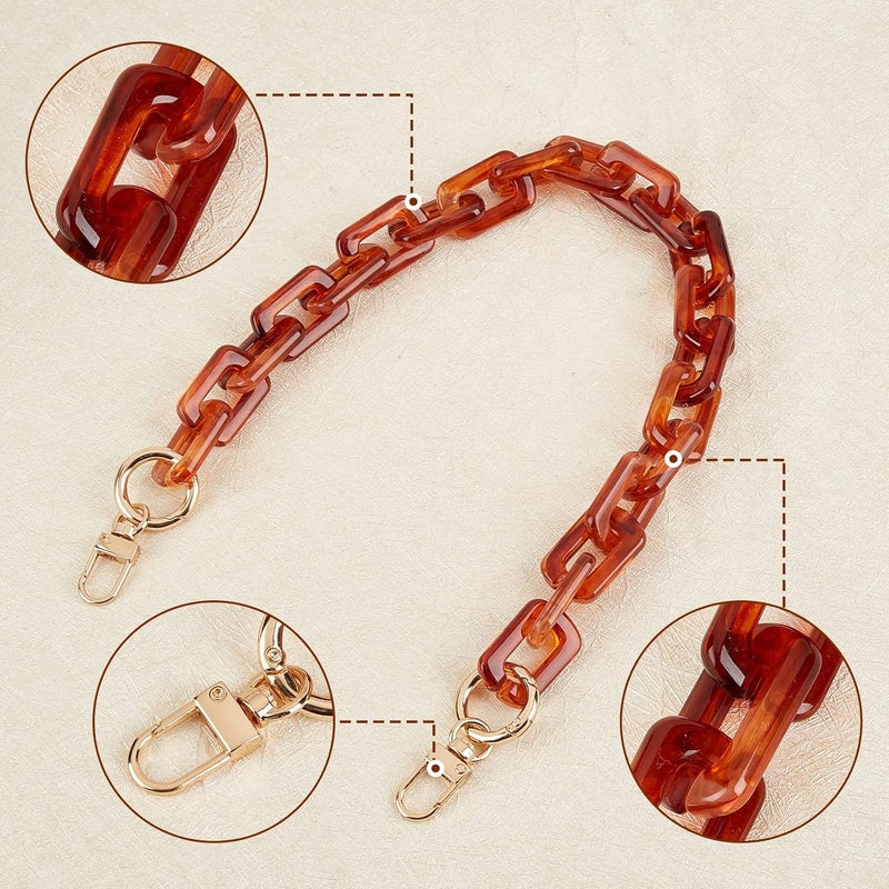 cheekyglo Acrylic Purse Chain Handle, 18.3 Inch Thick Resin Handbag Chain Strap Replacement Shoulder Strap Clutches Short Bag Handles Purse Making Decoration Chain Accessories (Brown) Amber brown - Image 4