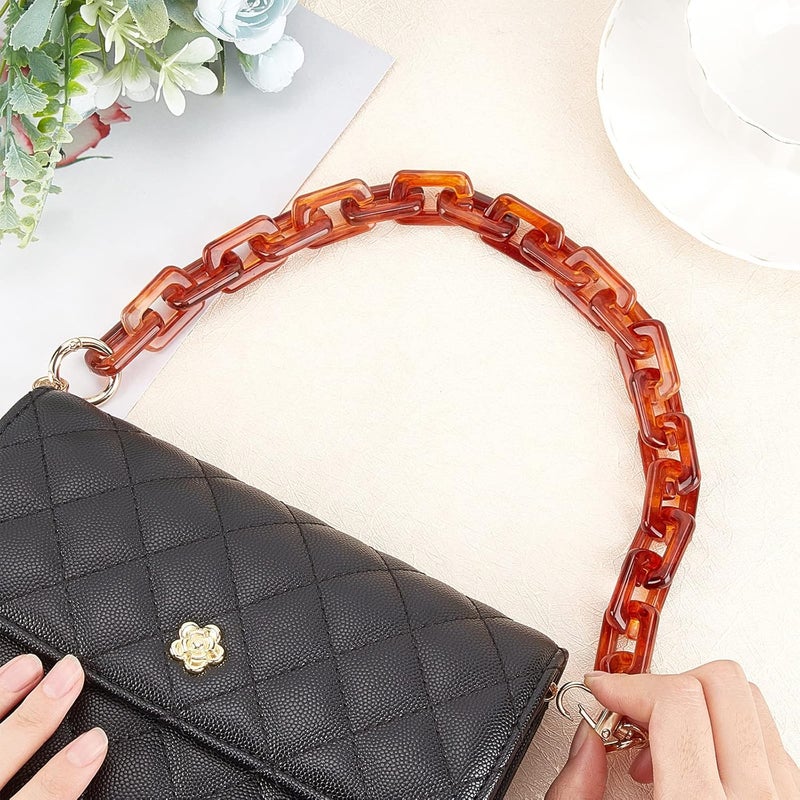 cheekyglo Acrylic Purse Chain Handle, 18.3 Inch Thick Resin Handbag Chain Strap Replacement Shoulder Strap Clutches Short Bag Handles Purse Making Decoration Chain Accessories (Brown) Amber brown - Image 3