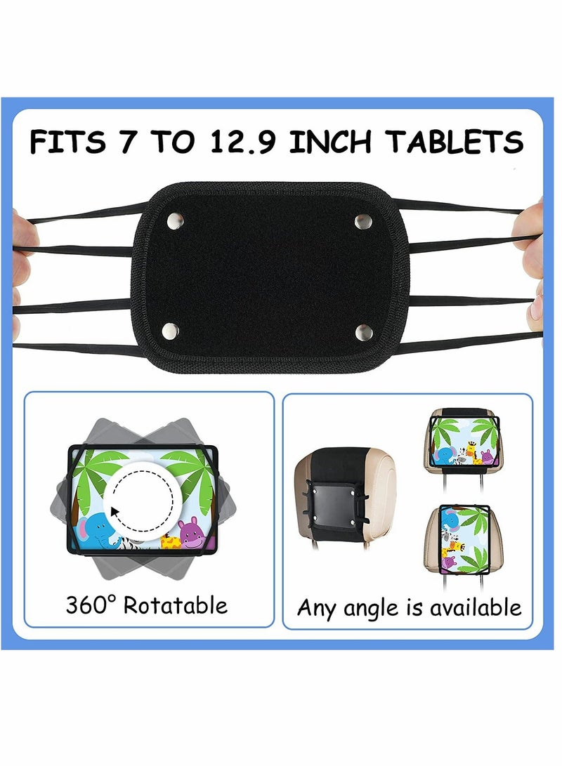 Car Headrest Mount Holder, Car Tablet Holder Back Seat, Anti-Slip and Silicone Strap Holding, Net Universal Tablets Mount, Fits All, for Kids 360 Adjustable Tablets Holder - Image 2