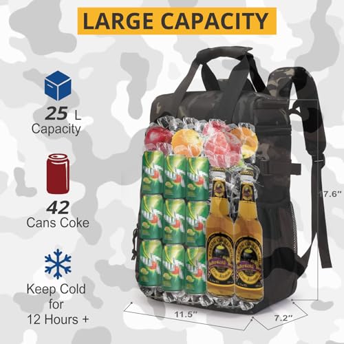 ATRIPACK Tactical Backpack Cooler,Lunch Backpacks for Men Work with Handle，Soft Cooler Backpack Insulated Waterproof Leak Proof，Heavy Ice Chest Backpacks for Hiking Camping(Black Camo) - Image 5