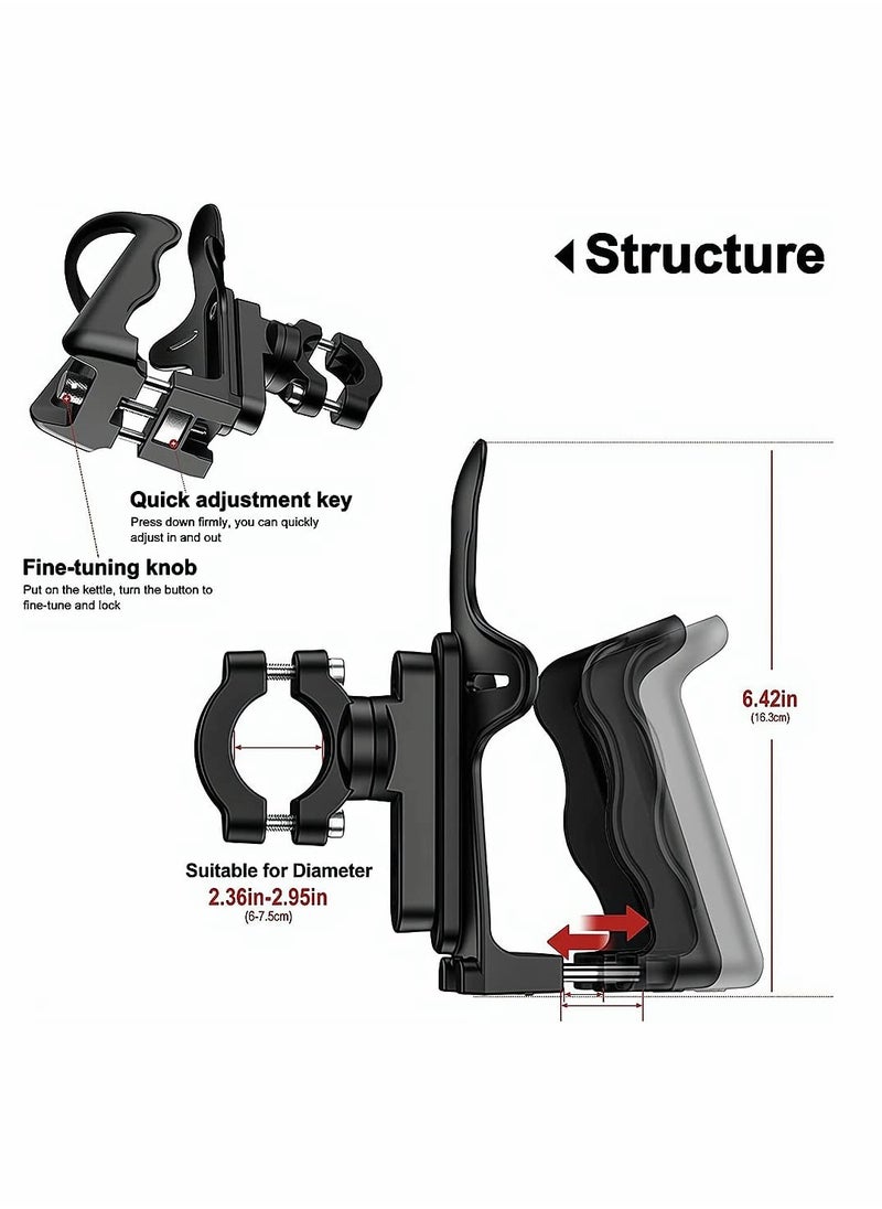 SYOSI - Small Bike Water Bottle Holder for 6-7.5 CM Diameter Bottle, Bicycle Bottle Cage for Road Mountain Bikes, Adjustable Grip Buttons, Lightweight Strong Water Cup Holder for Outdoor Cycling, Black - Image 1