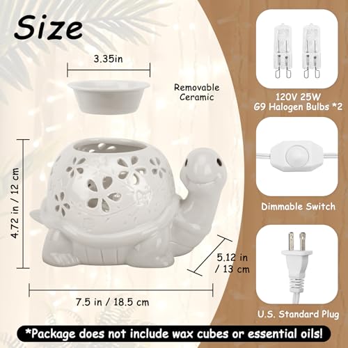 LESES Electric Wax Melt Warmer, Turtle Ceramic Wax Warmer Burner for Scented Cubes, Candle Wax Melter with 2 Light Bulbs Fragrance Oil Warmer for Home Bedroom Aromatherapy Gifts for Mom Grandma - Image 5