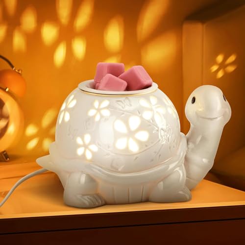 LESES Electric Wax Melt Warmer, Turtle Ceramic Wax Warmer Burner for Scented Cubes, Candle Wax Melter with 2 Light Bulbs Fragrance Oil Warmer for Home Bedroom Aromatherapy Gifts for Mom Grandma - Image 1