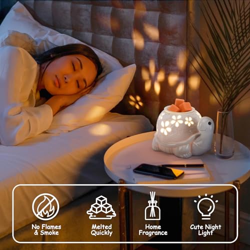 LESES Electric Wax Melt Warmer, Turtle Ceramic Wax Warmer Burner for Scented Cubes, Candle Wax Melter with 2 Light Bulbs Fragrance Oil Warmer for Home Bedroom Aromatherapy Gifts for Mom Grandma - Image 3