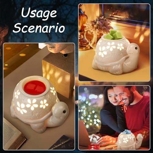 LESES Electric Wax Melt Warmer, Turtle Ceramic Wax Warmer Burner for Scented Cubes, Candle Wax Melter with 2 Light Bulbs Fragrance Oil Warmer for Home Bedroom Aromatherapy Gifts for Mom Grandma - Image 4