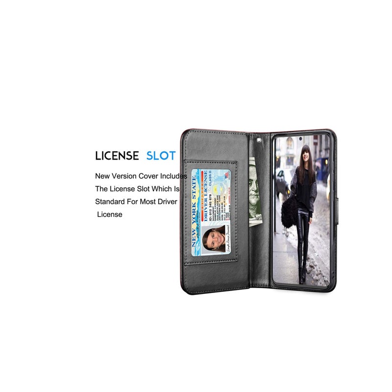 SOLARAE Case for Galaxy S20,  Luxury PU Leather Carrying Flip Cover [Detachable Magnetic Hard Case] & Kickstand [Black] - Image 4