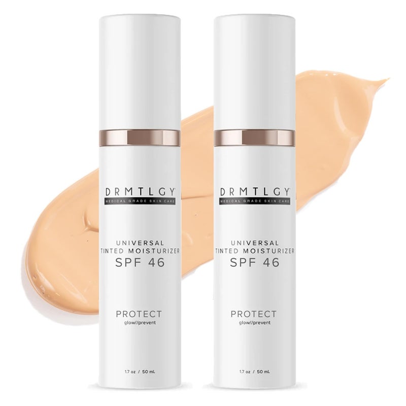 DRMTLGY AntiAging Tinted Moisturizer with SPF 46 Universal Tint AllInOne Light Coverage Sheer Tinted Face Sunscreen with Broad Spectrum Protection Against UVA and UVB Rays 17 oz 2 pack
