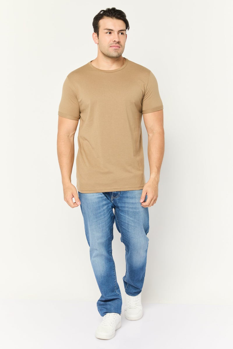 Peter Werth Men Crew Neck Short Sleeve Stripe T-Shirt, Beige - Image 3