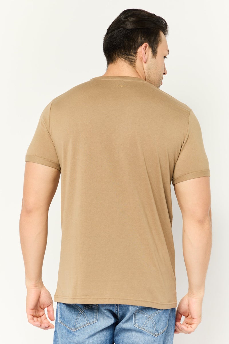 Peter Werth Men Crew Neck Short Sleeve Stripe T-Shirt, Beige - Image 2